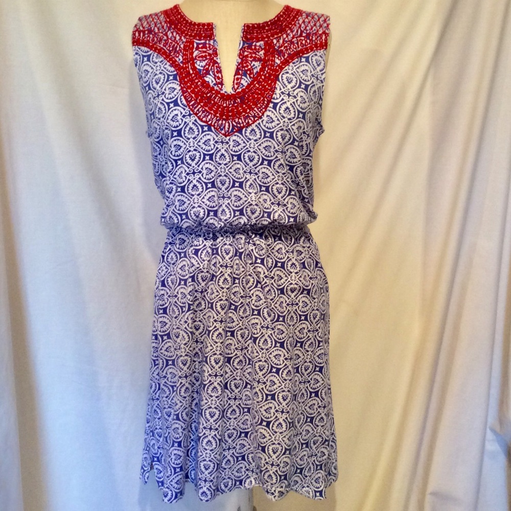 Vineyard Vines Red and Blue Patterned Dress